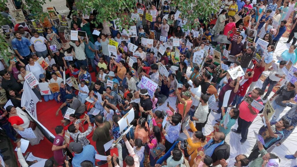 Animal rights activists gathering for street dog protection campaign
