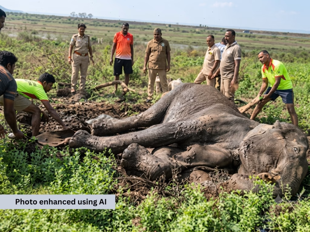 Water shortage in Tamil Nadu forests drives elephant to dam for a drink, but she gets trapped in slush; re
